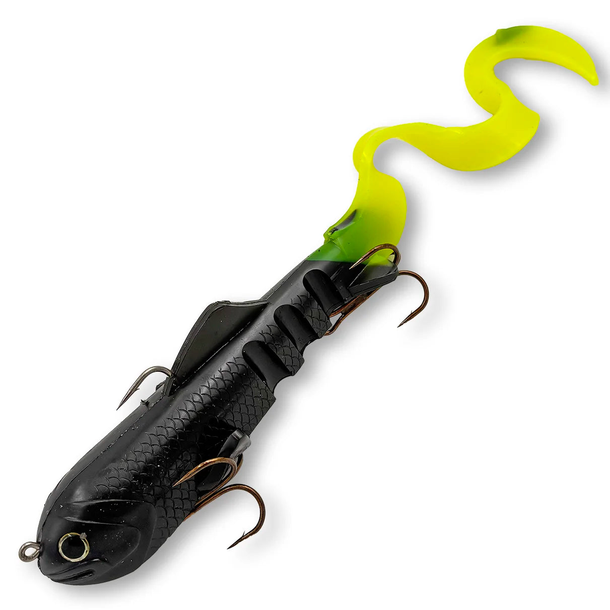 Mag Super D 8 oz musky swimbait in Black Yellow