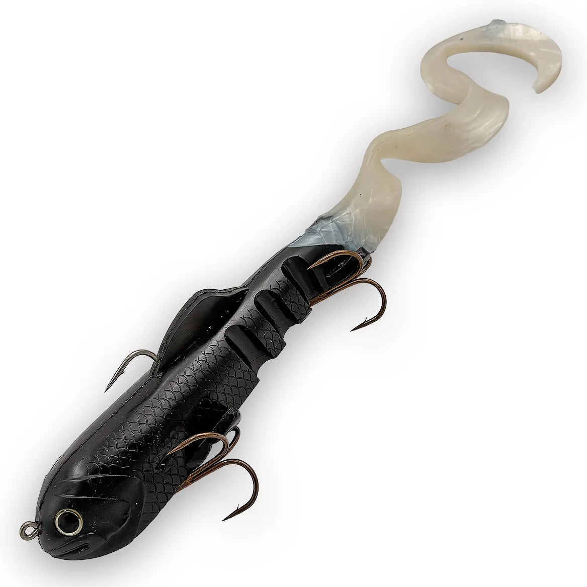 Mag Super D 8 oz musky swimbait in Black White