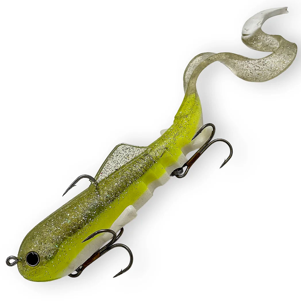 Mag Super D 8 oz musky swimbait in Chartreuse Circus