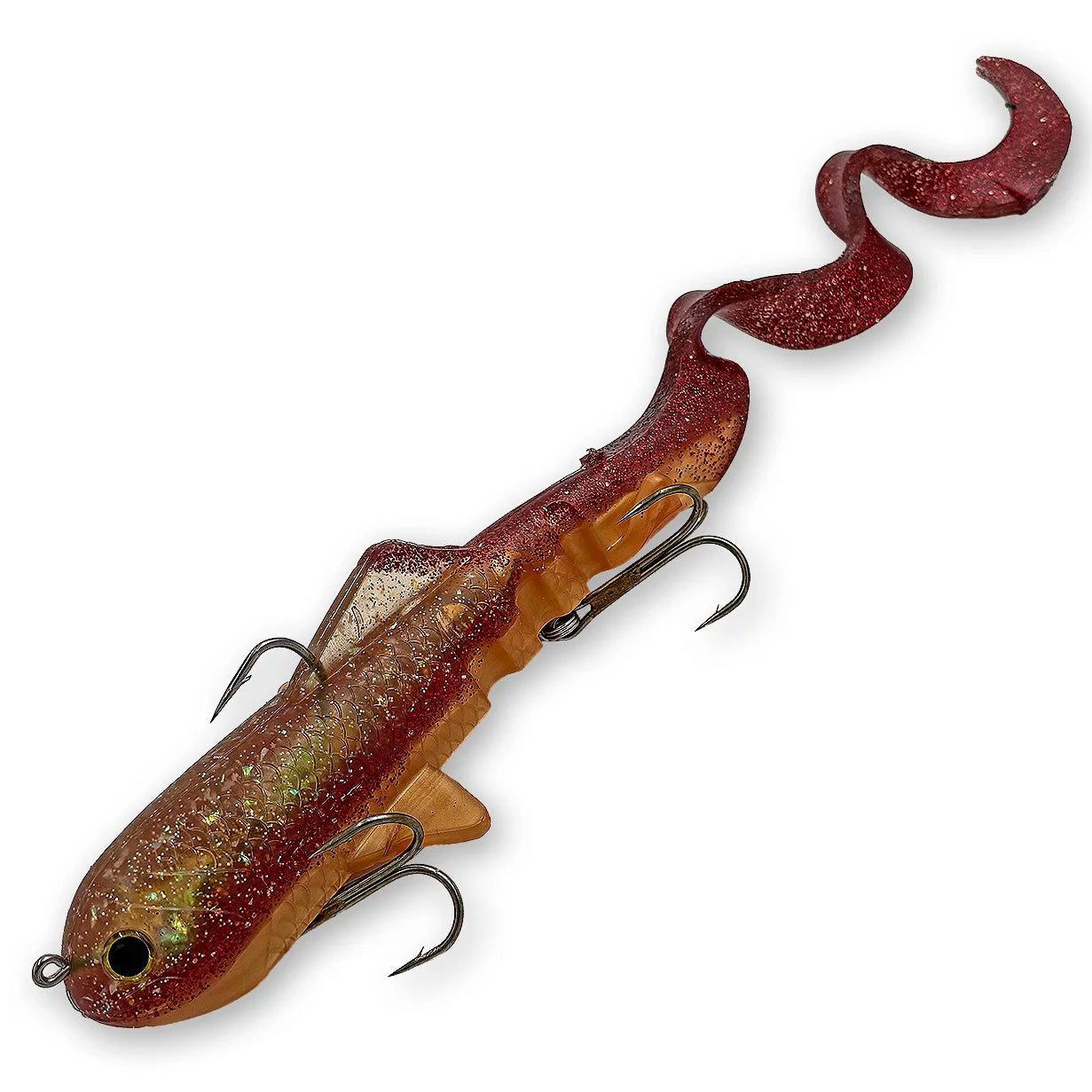 Mag Super D 8 oz musky swimbait in Radioactive Redhorse